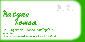 matyas komsa business card